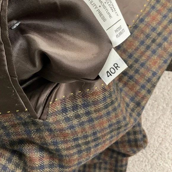 Hart Schaffner Marx Blazer Mens 40R Brown Plaid Gold Trumpeter Loro Piano Italy